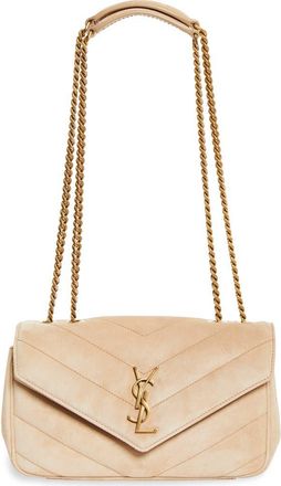Saint Laurent Small Loulou Chain Leather Shoulder Bag in Soft Beige at Nordstrom