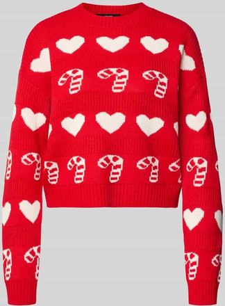 Vero Moda Regular Fit Weihnachtspullover mit Rundhalsausschnitt Modell CANDYHEARTS in Rot, Größe XL