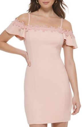 Kensie Off-the-Shoulder Scuba Crepe Dress in Blush at Nordstrom Rack, Size 10
