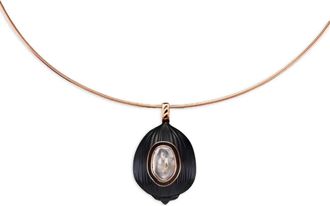 Dezso by Sara Beltran Collana Coquito Polki con diamanti e onice - Rosa