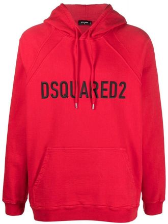 Dsquared2 raised-logo drawstring hoodie - men - Spandex/Elastane/Lyocell/Cotton - L