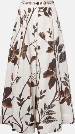 Agua Bendita Delta floral linen maxi skirt
