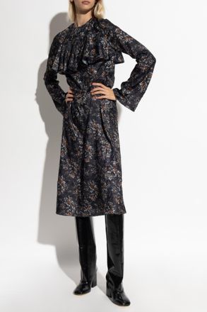 Ganni Dress With Floral Motif, Womens, Black