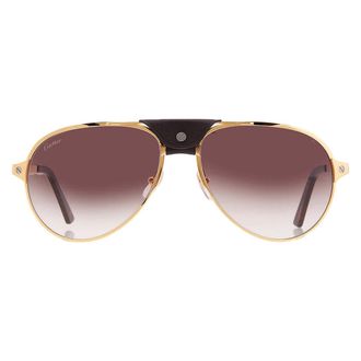 Cartier Santos de Cartier Brown Gradient Pilot Mens Sunglasses CT0034S 008 61