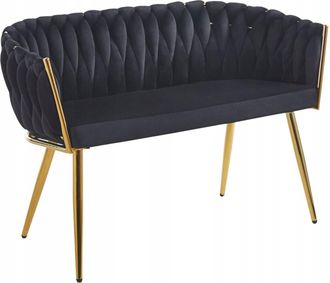 OEM Divano A 2 Posti In Velluto Nero Con Struttura Dorata Furnitex