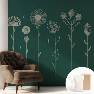 Tulup Carta Da Parati Con Design Moderno - Per Rinnovamento Rapido - Non-woven - Per Interni Moderni Fiori Delicati 250x250 Cm