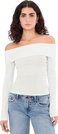 Splendid Josie Shoulder Long Sleeve Top Womens Clothing White : LG (Womens 10-12), Cotton/Elastane/Viscose