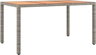 vidaXL Garden Table with Wooden Top Grey Poly Rattan&Solid Wood Acacia vidaXL