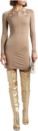 Dion Lee Taupe Cut Out Halterneck Mini Dress Size XXS