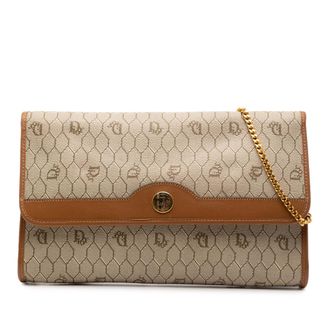 Dior Tweedehands honigraat gecoate canvas schoudertas met ketting