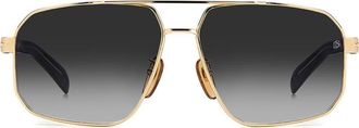 David Beckham 61mm Rectangular Sunglasses in Gold Black at Nordstrom
