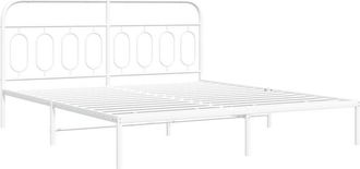 vidaXL Metal Bed Frame without Mattress with Headboard White 160x200cm vidaXL