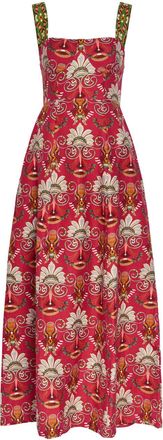 Emporio Sirenuse Azzurra Printed Cotton and Linen-blend Midi Dress - Red - 44 (UK12 / M)