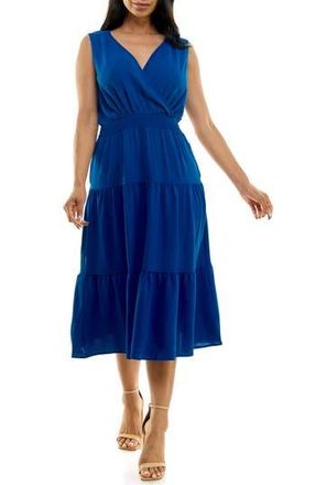 Nina Leonard Tiered Midi Dress in Deep Sapphire at Nordstrom Rack, Size X-Large
