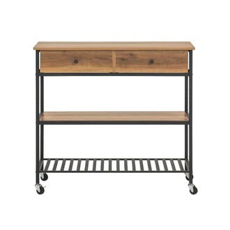 SoBuy Carrito de cocina con 2 estantes y 2 cajones metal marr&oacute;n