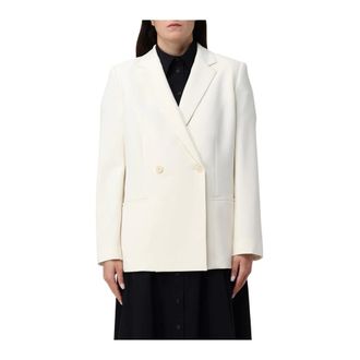 Theory Blazers, female, Beige, XS, Double-Breasted Blazer Jacket with Notched Lapel