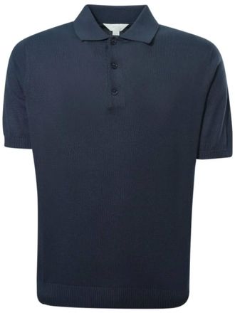 Malo Blue Polo Short-Sleeve Ribbed Cotton Polo