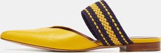 Malone Souliers Yellow Leather And Fabric Maisie Flat Mules