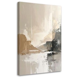 Feeby Cuadro Sobre Lienzo Abstracci&oacute;n Paisaj&iacute;stica Minimalista En Beige Y Gris 70x100