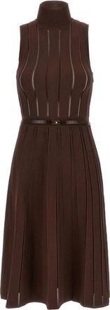 Elisabetta Franchi Weft Dress &agrave; Jour - Dames - Kleedjes - Bruin - XS - Polyester - Kleedjes