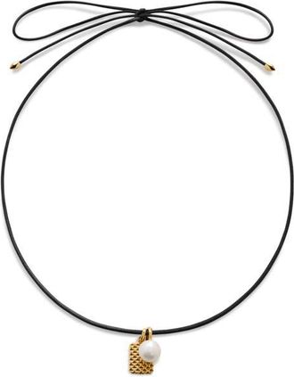 Monica Vinader Heirloom Cultured Freshwater Pearl & Charm Cord Necklace in 18Ct Gold Vermeil /Pearl at Nordstrom