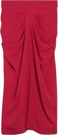 Valentino Garavani Gathered Crepe Pencil Skirt - Dames - Midirokken - Rood - S - Rokken