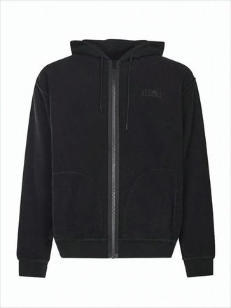 Maison Margiela Zip-Up Hoodie With Drawstring Hood And Ribbed Details