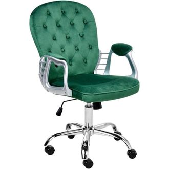Beliani Beliani - Velvet Office Chair Swivel Adjustable Buttoned Backrest Green Princess
