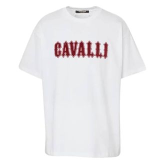 Roberto Cavalli Logo Embroidered Cotton T-Shirt, Size X-Large