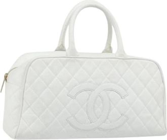 Chanel Pre-owned Handbags, female, White, Size: ONE SIZE Pre-owned Vintage Boston Bag
