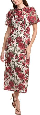Adrianna Papell Puff Sleeve Embroidered Dress