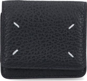 Maison Margiela Textured Hammered Leather Wallet with Distinctive Stitching