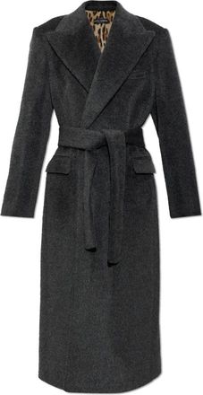 Dolce & Gabbana Lange jas met ceintuur - Dames - Mantels - Grijs - Maat: XS Wol