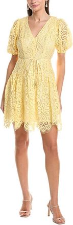 Anne Klein Puff Sleeve Guipure Lace Mini Dress
