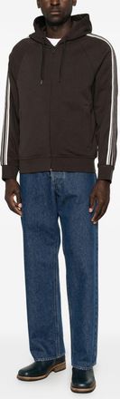 Emporio Armani Logo-Stripe Cotton Hoodie - Brown