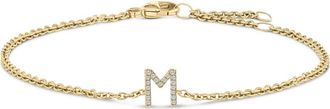 House of Brilliance 10K Gold Diamond Accent A-Z Initial Charm and Link Bracelet in Yellow | M at Nordstrom