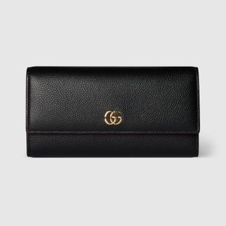 Gucci Bi-color GG Marmont Continental Wallet, Black, Leather
