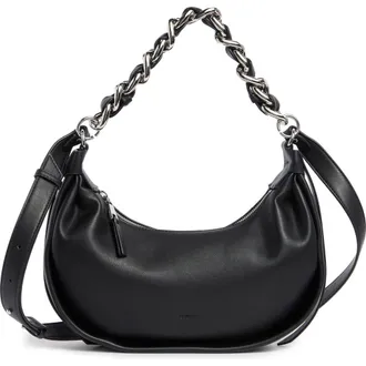 DKNY Fiona Small Hobo Bag in Black/Silver at Nordstrom Rack