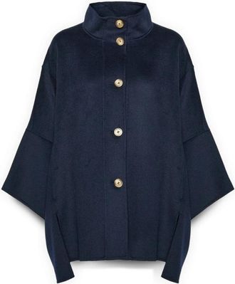 Elena Miro Single-Breasted Coats - Dames - Mantel - Blauw - L/Xl - Wol - Jassen
