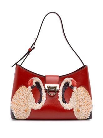 Ferragamo 2000-2025 Printed Leather Trifolio shoulder bag - women - Calf Leather - One Size - Red