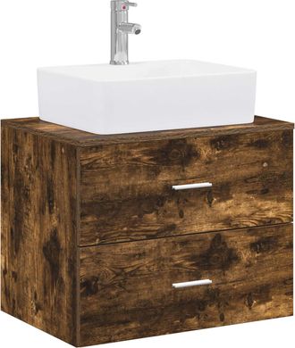 vidaXL Juego De Muebles De Ba&ntilde;o Roble Ahumado Madera De Ingenier&iacute;a Vidaxl