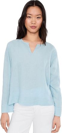 Eileen Fisher Organic Handkerchief Linen Split Neck Top Womens Clothing Breeze : SM