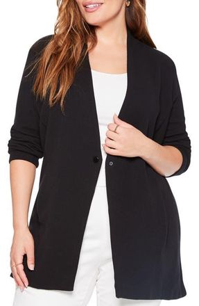 Nic+Zoe Grace Open Front Knit Jacket in Black Onyx at Nordstrom, Size 1X