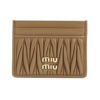 Miu Miu Matelass&eacute; Nappa Leren Kaarthouder - Dames - Portefeuilles - Bruin - ONE Size - Leer - Accessoires