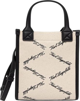 Karl Lagerfeld K/Ville Crossbody Tas - Dames - Mini tas - Beige - ONE Size - Katoen - Tassen
