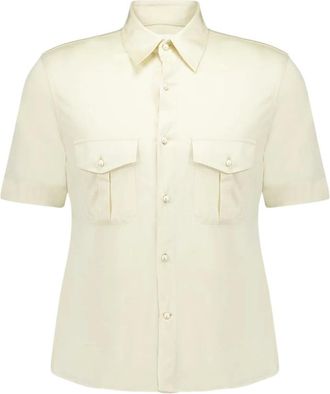 Givenchy Overhemden, Heren, Beige, L, Military Fit Zijden Overhemd