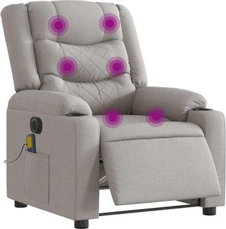 vidaXL Sill&oacute;n Reclinable De Masaje El&eacute;ctrico Tela Gris Nube Vidaxl