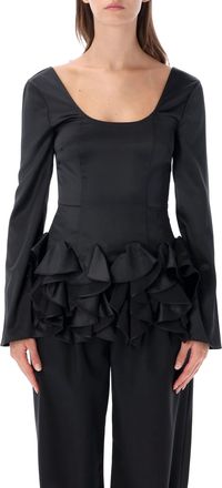 OperaSPORT Vittoria Fitted Ruffled Peplum Top