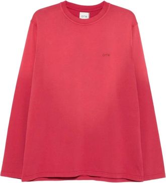 Arte Trui met Rechte Zoom en Lange Mouwen - Heren - Longsleeves - Rood - L - Tops