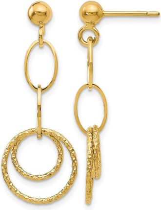 Diamond2Deal 14K Yellow Gold Circle Drop Dangle Earrings